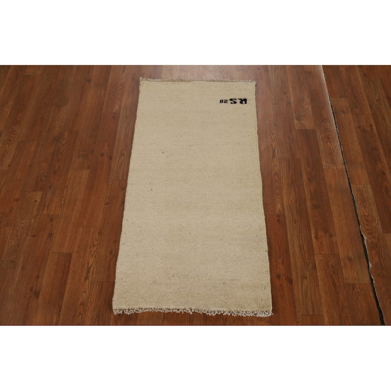 Gabbeh Modern Solid Rug Hand-Knotted Wool Carpet - 1'8"x 3'4"