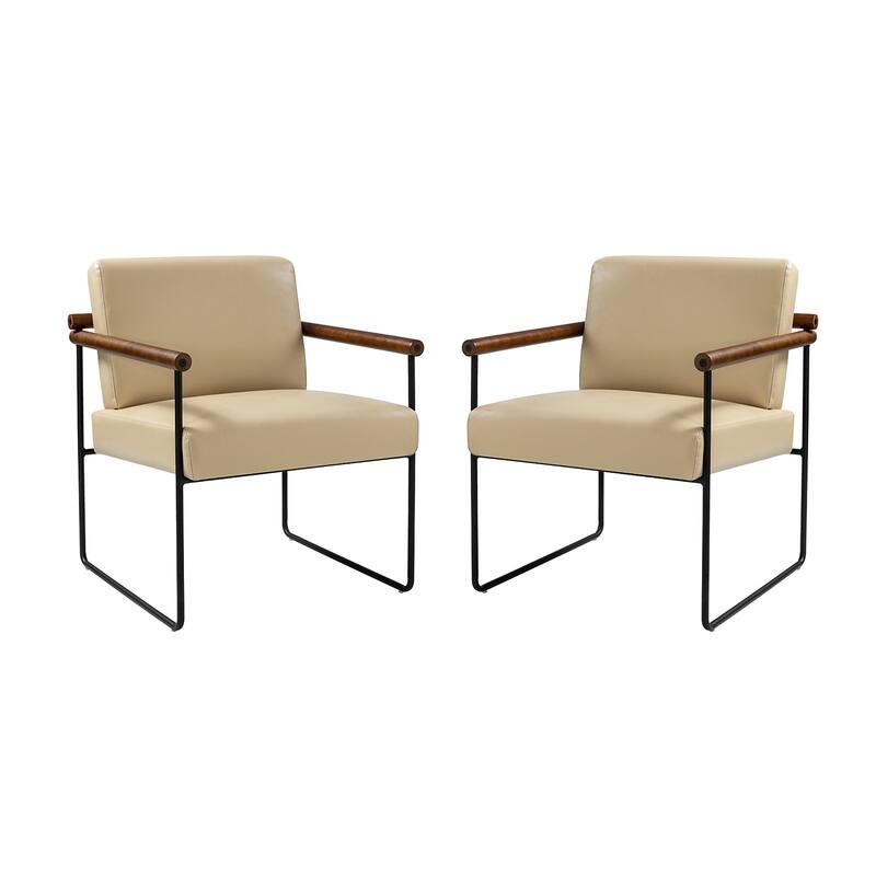 Justo Modern Accent Armchair with Metal Base and Removable Cushion Set Of 2 By HULALA HOME