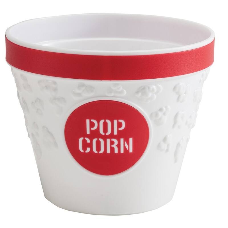 Hutzler Popcorn Bowl, Durable Plastic Individual-Sized Popcorn Serving Bowl, 2 Cup Capacity - Red
