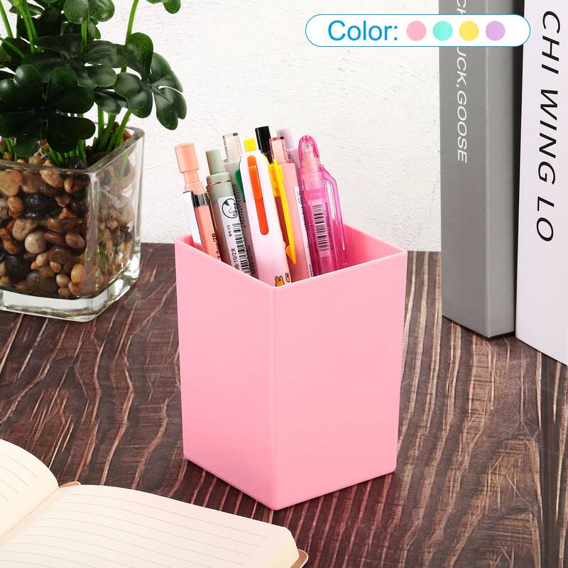Pencil Holder, Plastic Makeup Brush Holder Square Desktop Organizer