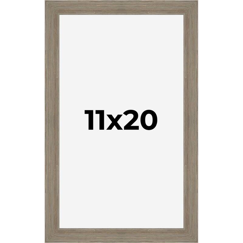 11x20 Grey Rustic Wide Barnwood Picture Frame - UV Acrylic, Foam Board Backing, Hanging Hardware