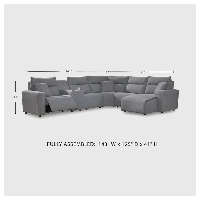 Signature Design by Ashley Modmax Ii Gray 6-Piece Power Reclining Sectional - 143" W x 125" D x 41" H
