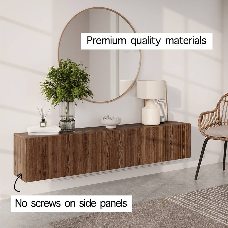 Living Skog Alessio White 59 in. Floating TV Stand Fits TV's up to 65 in. with Wall Mount Feature