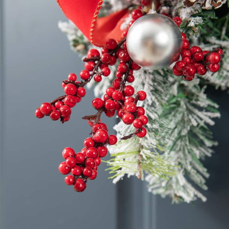 Glitzhome 4FT/5FT Pre-Lit Flocked Fir Artificial Christmas Potted Porch Trees