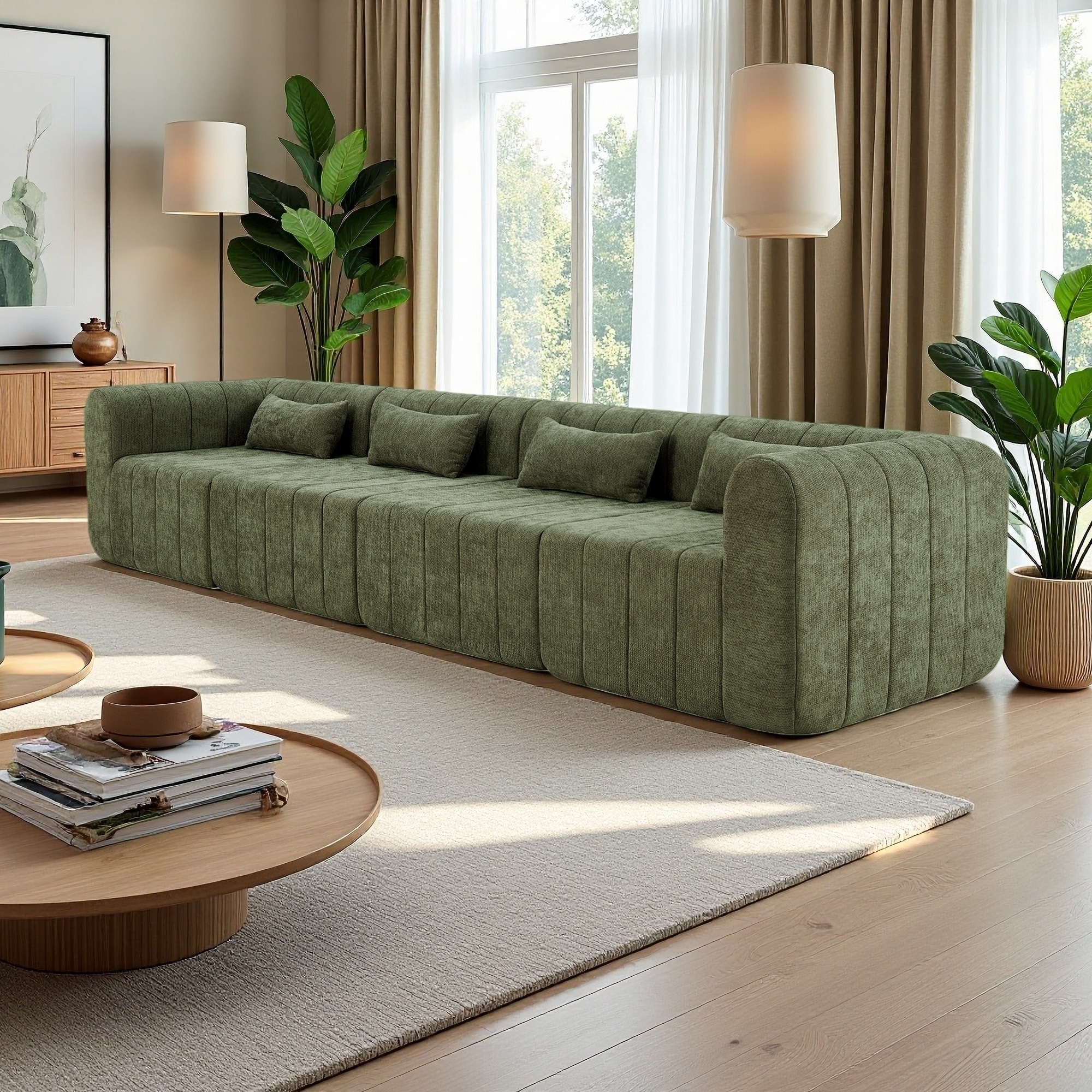 145.5'' Polyester Modular Sectional Sofa with Compressed Sponge (4-Piece)