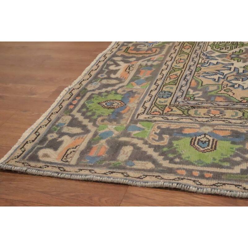 Hand Knotted Oriental 100% Wool Carpet Traditional Floral Peach Tabriz Area Rug - 11' 9'' X 8' 10''