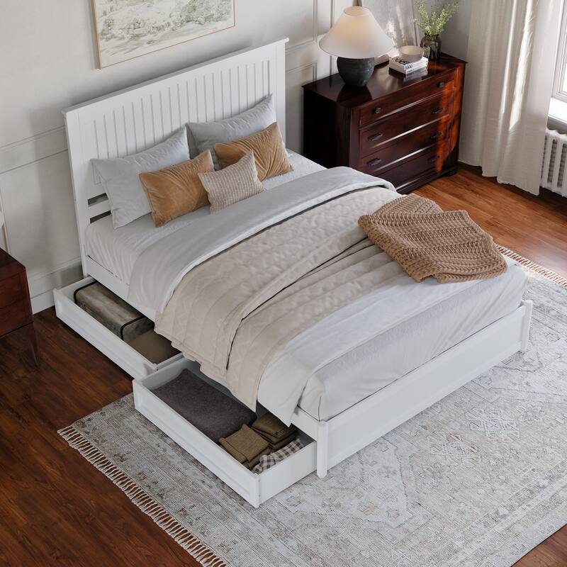 Malta Platform Bed with Panel Footboard and Storage Drawers