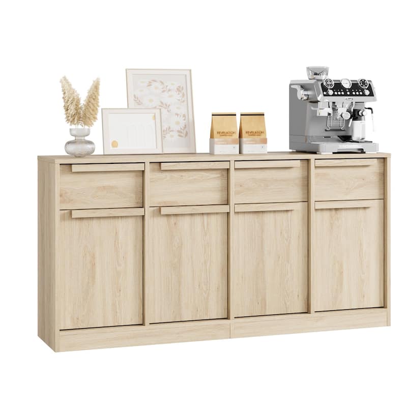 Sideboard Buffet Cabinet with 2 /4Drawers, 31.5"/62.4" Large Coffee Cabinet with Storage - Yellow - 4-drawer