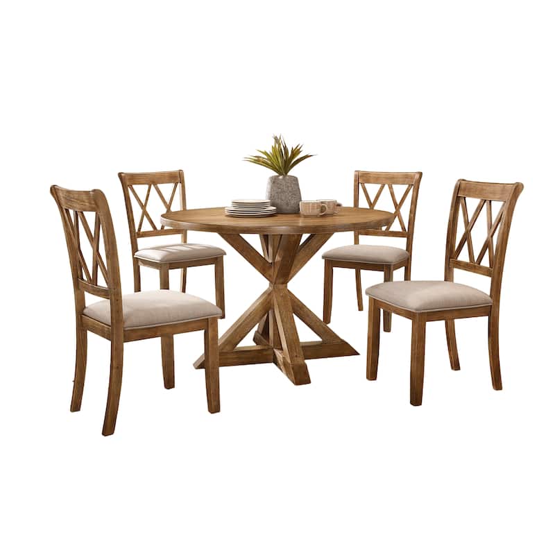 Roundhill Furniture Windvale 5-pc. Cross-back Wood Dining Set