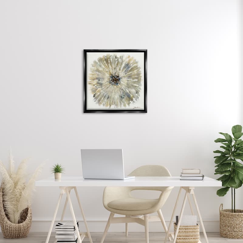 Stupell Neutral Rustic Abstract Flower Framed Floater Canvas Wall Art Design By Liz Jardine