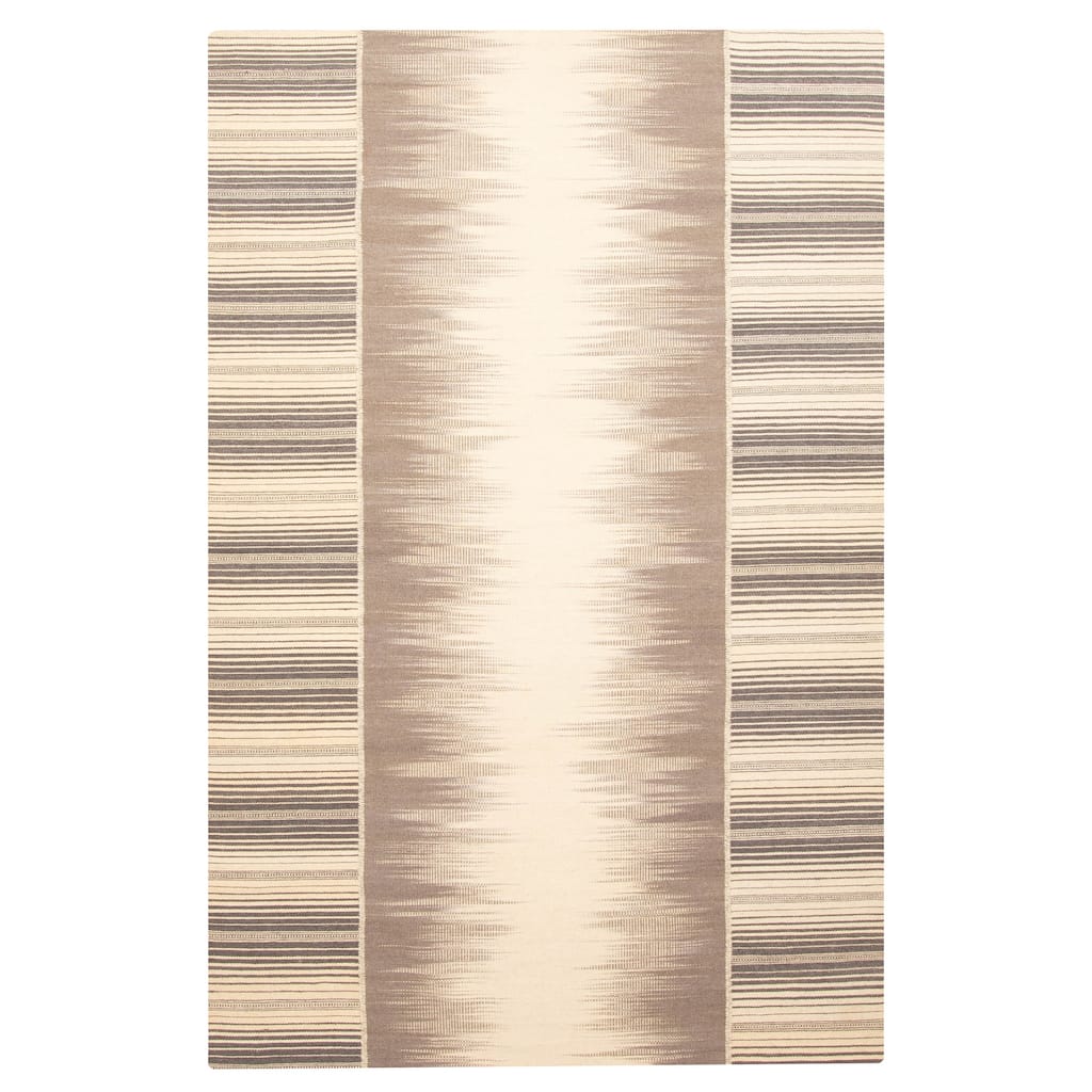 ECARPETGALLERY Flat-Weave Ankara FW Cream Wool Kilim - 5'1 x 7'10