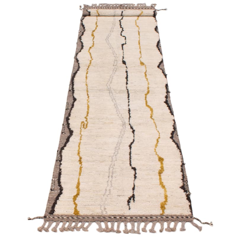ECARPETGALLERY Hand-knotted Pak Finest Marrakesh Cream Wool Rug - 2'11 x 13'1