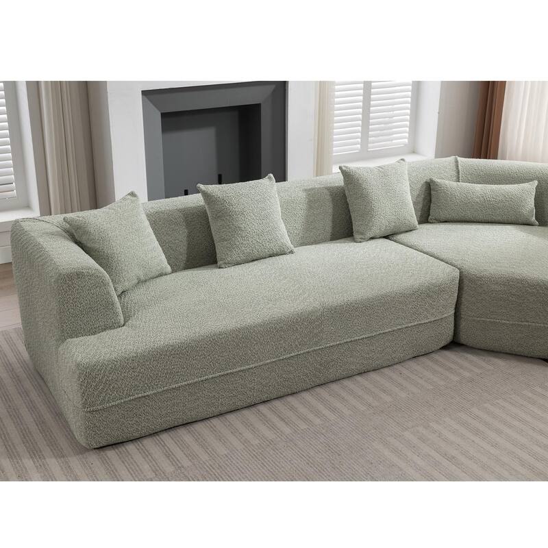 Minimalist Boucle Modular Sofa, Comfortable 3-Seater with Reversible Sectional Design, Ideal for Living Room