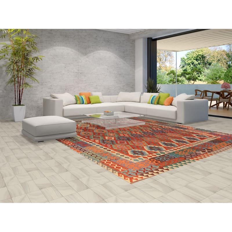 Kilim Oriental Area Rug Flatweave Tribal Multi-Color Wool Carpet - 9'10"x 12'10"