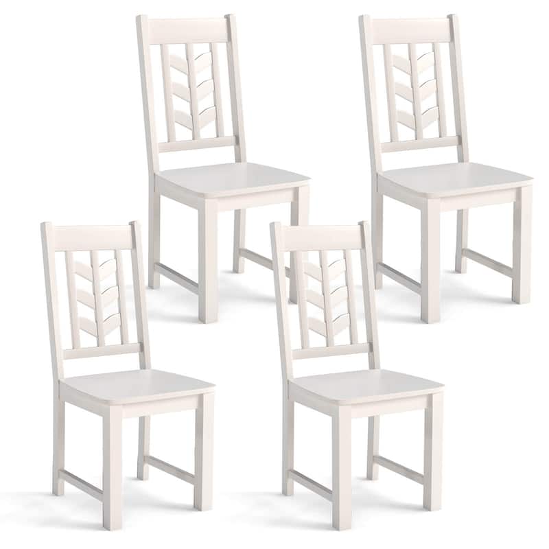 Set of 2/4 Wood Dining Chairs Modern Armless Kitchen Side Chairs - White - 4 pcs