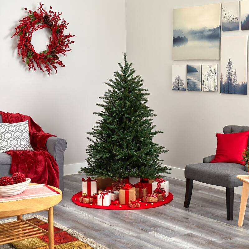 5Ft Artificial Christmas Tree with Lights - Holiday Decor, Full & Realistic Tree, Indoor Xmas Tree, Festive Home Accent