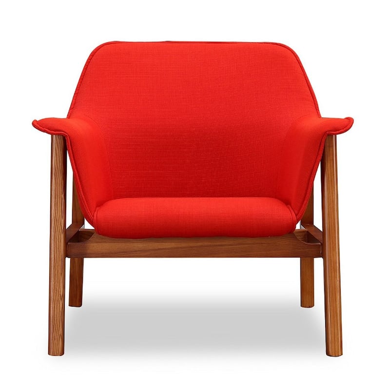 Manhattan Comfort Miller Walnut Linen Weave Accent Chair