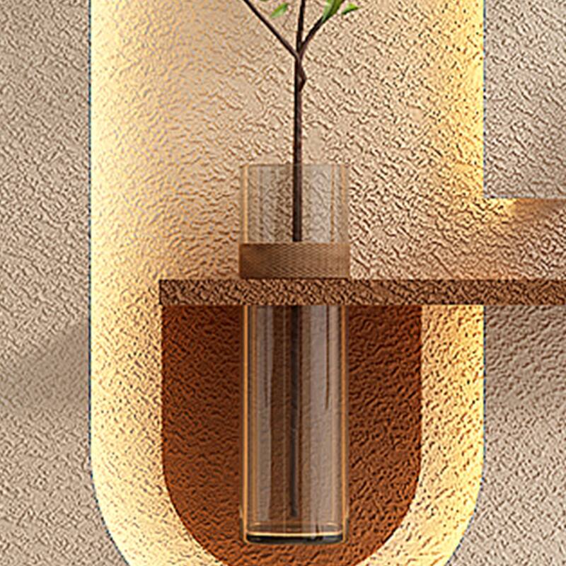 Adjustable 3-Color LED Sandstone Wall Decor with Simulated Green Plants - 3D Art Sculpture, Glass Vase & Rabbit Statue