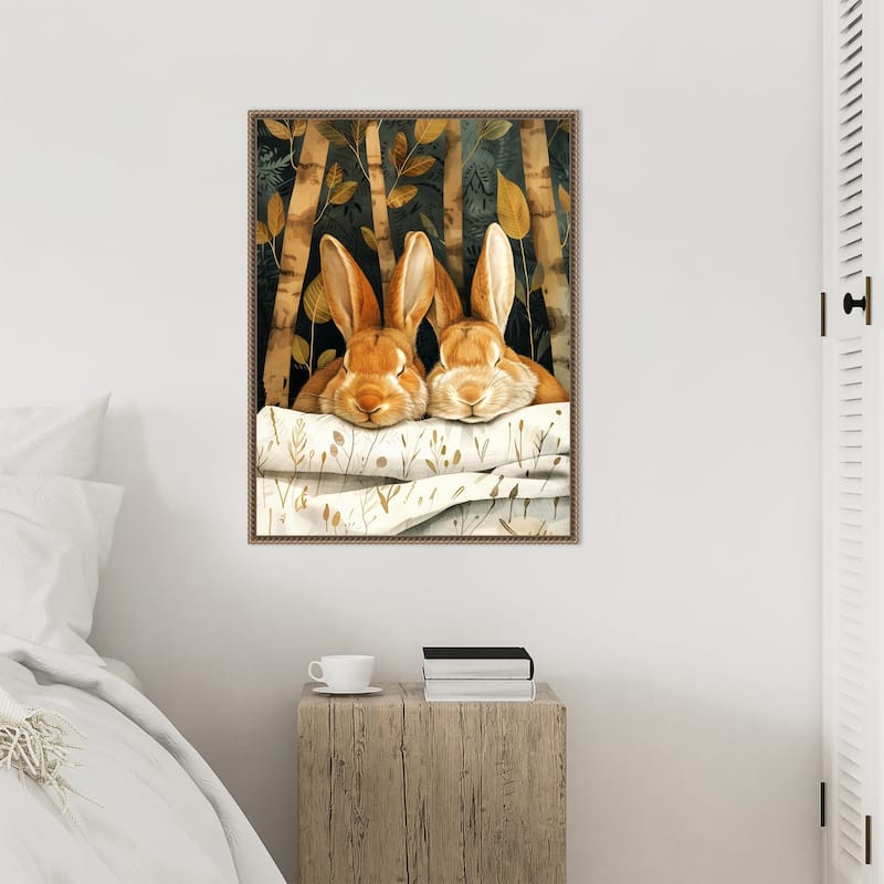 Sleepy Bunny Forest by Justyna Jaszke Framed Canvas Wall Art