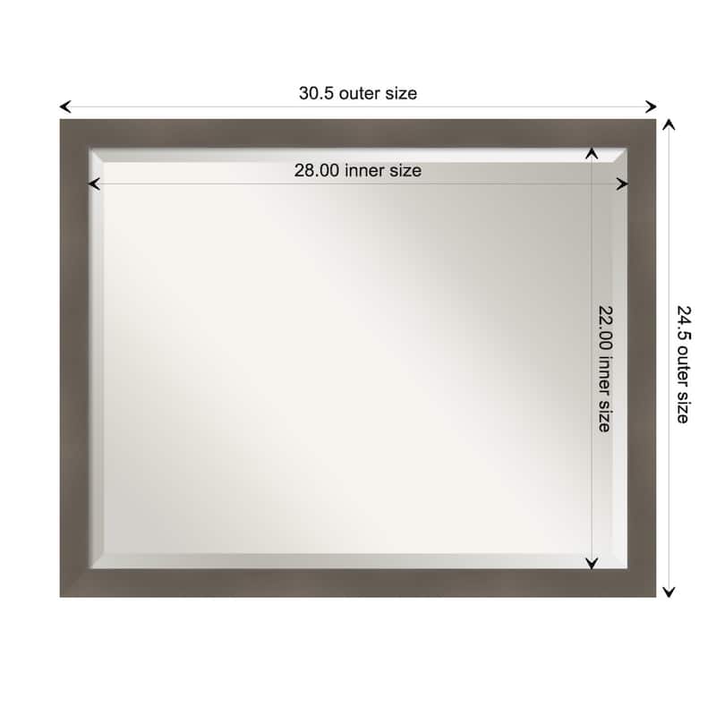 Edwin Beveled Wood Framed Wall Mirror - Edwin Clay Grey - Glass Size 28x22