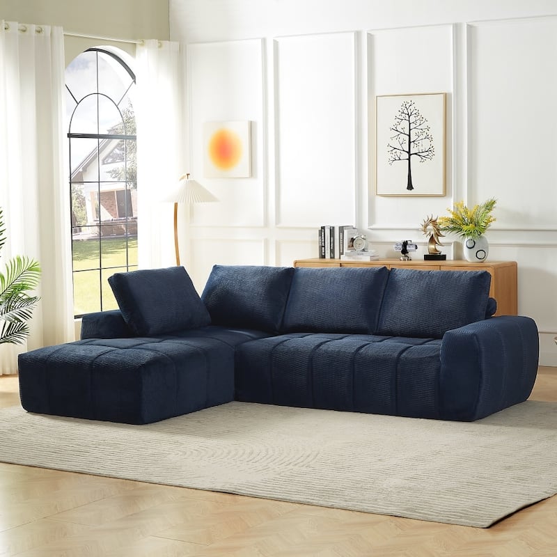 111.4" L-Shaped Mnimalist Faux Fur Sectional Oversized Sofa for Living Spaces