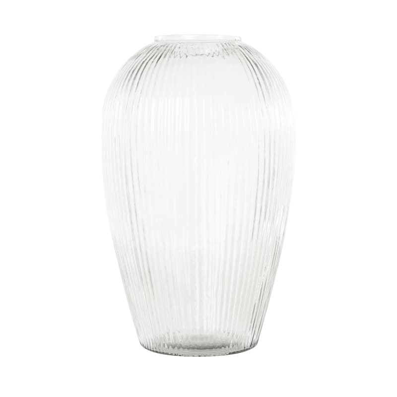 Glass Ribbed Decorative Vase - Clear - Roche River Decor