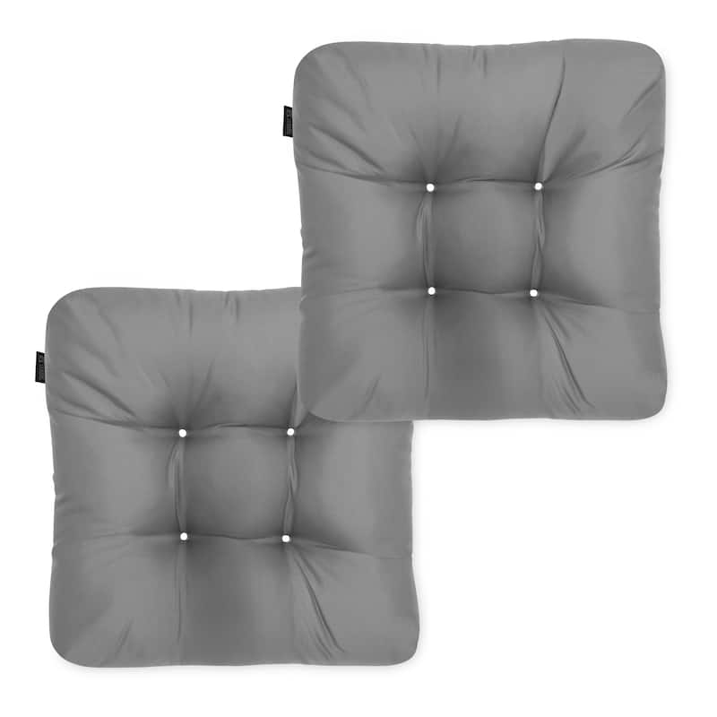 Classic Accessories Water-Resistant 19 x 19 x 5 Inch Square Patio Seat Cushion, 2-Pack - Moon Mist