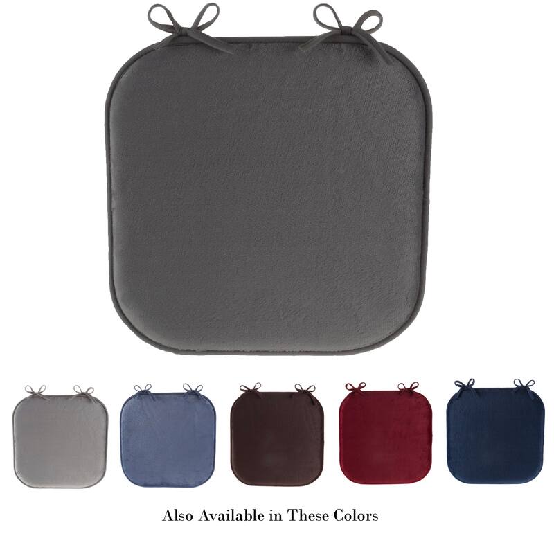 Memory Foam Chair Cushion- 16”x 16.25” Plush Chair Pad with Ties by Windsor Home