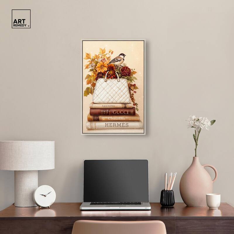 Little Bird Fall Flowers Glam Canvas by Art Remedy