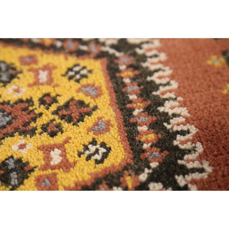 Orange Viss Indian Runner Rug Hand-Knotted Wool Carpet - 2'6" x 8'0"