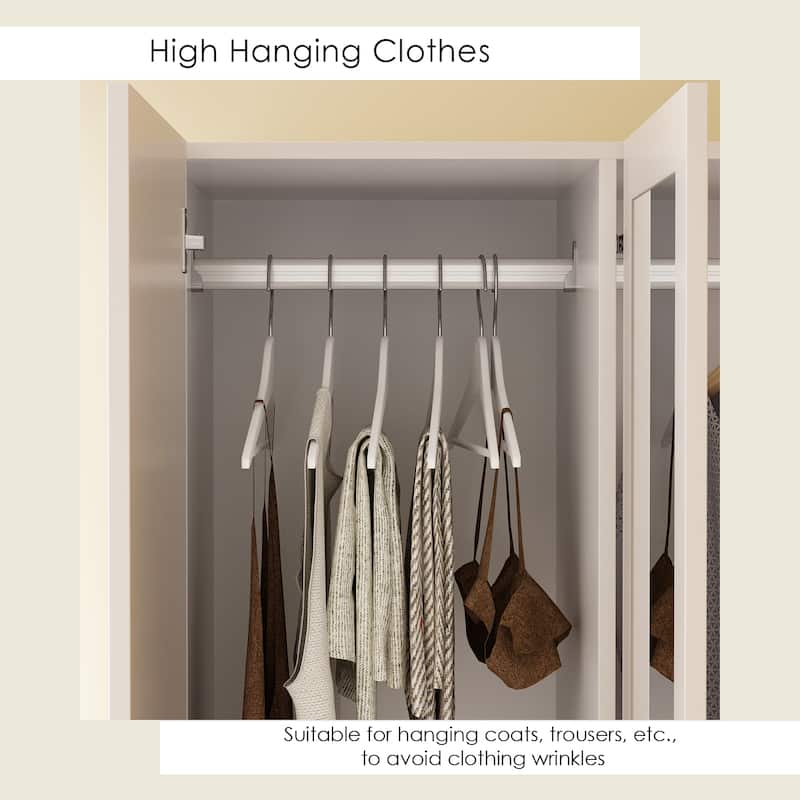 63"W Family Wardrobe/Armoire/Closet by Timechee with Mirror Doors