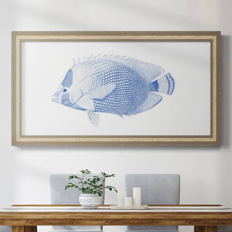 Blue & White Tropical Fish VI Premium Framed Canvas- Ready to Hang