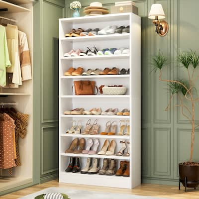 Rackcog 9-tier 64'' Tall Shoe Cabinet, 36 Pairs Wooden Shoe Storage Rack for Closet, Entryway