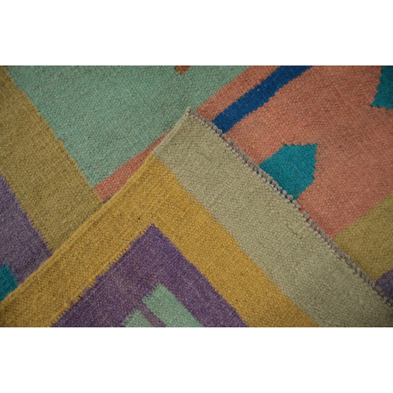 Hand Woven Oriental 100% Wool Carpet Southwestern Tribal Green Kilim Area Rug - 10' 7'' X 8' 5''