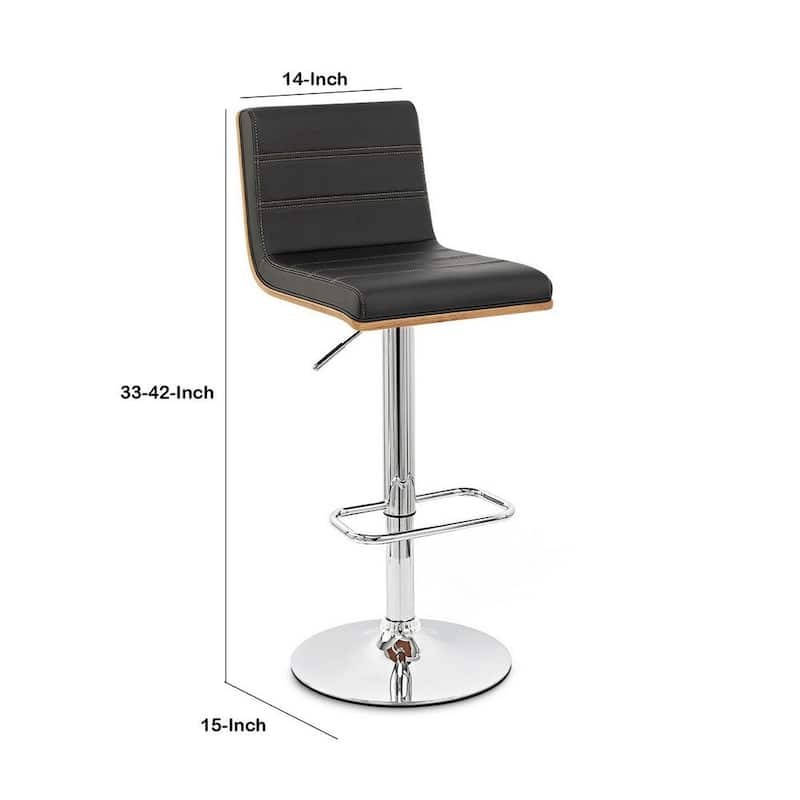 Wooden Support Faux Leather Barstool with Pedestal Base - 33 H x 14 W x 15 L Inches