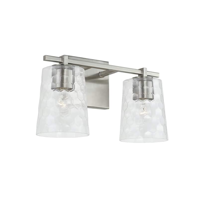 2-light 14.5-inch Bath/ Vanity Fixture w/ Clear Honeycomb Glass