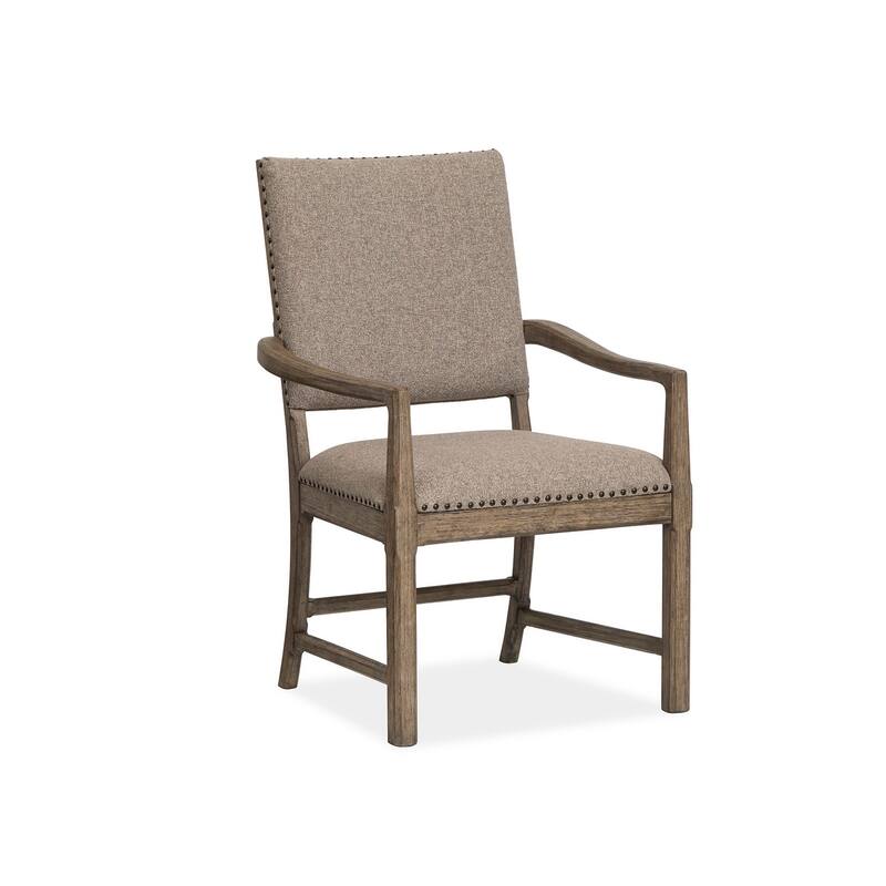 Magnussen Home Claremont Smokey Taupe Upholstered Arm Chair Two Pack - 25.5''W x 25.75''D x 39.44''H - 25.5''W x 25.75''D x 39.44''H - Set of 2 - Smokey Taupe - Dining Height