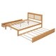 preview thumbnail 25 of 58, Versatile Pull-Out Bed,Full Size Elegant Bed Frame with Rattan Headboard and Sockets