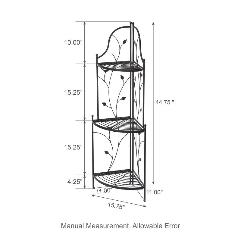 Glitzhome 4-Tiers Multifunctional Metal Corner Plant Shelf Bakers Rack Folding Planter Stands Flower Pot Shelving