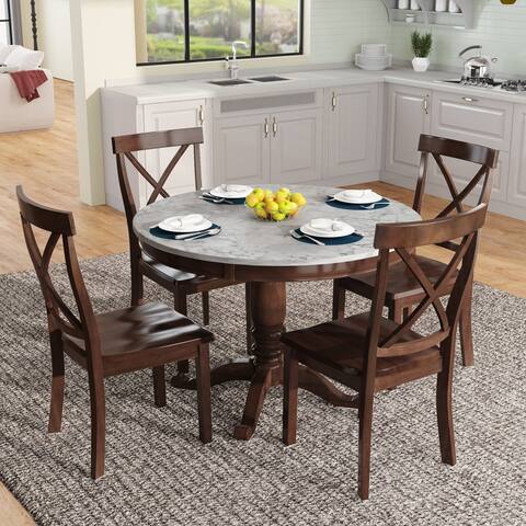 5-Piece Dining Table and Chairs Set, Kitchen Room Solid Wood Table with 4 Chairs