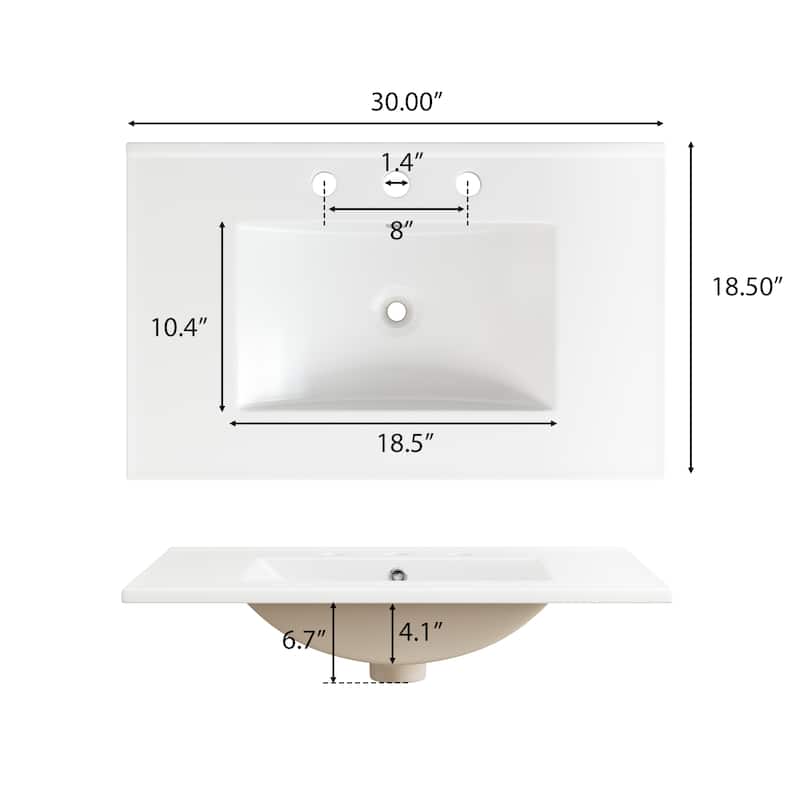 Christopher Knight Home - Mid-Century Freestanding Bathroom Vanity with Ceramic Sink, Flip-Up & Dual Drawers