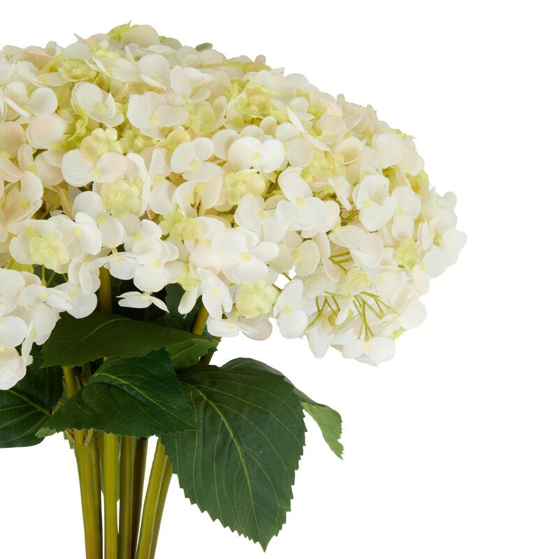 White Faux Foliage Tall Hydrangea Artificial Flower Stem (Set of 8)