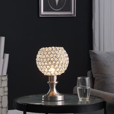 11.5" in Crystal Inspired Sequin Upright Brush Silver Table Lamp