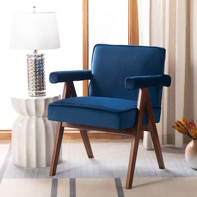 SAFAVIEH Suri Mid-Century Walnut Wood Arm Chair - 23.2" Wx 24" L x 29.9" H