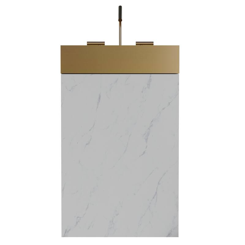 Modern Marble Bathroom Vanity, Roca 20" Freestanding Cabinet with Brushed Gold Stainless Steel Integrated Sink