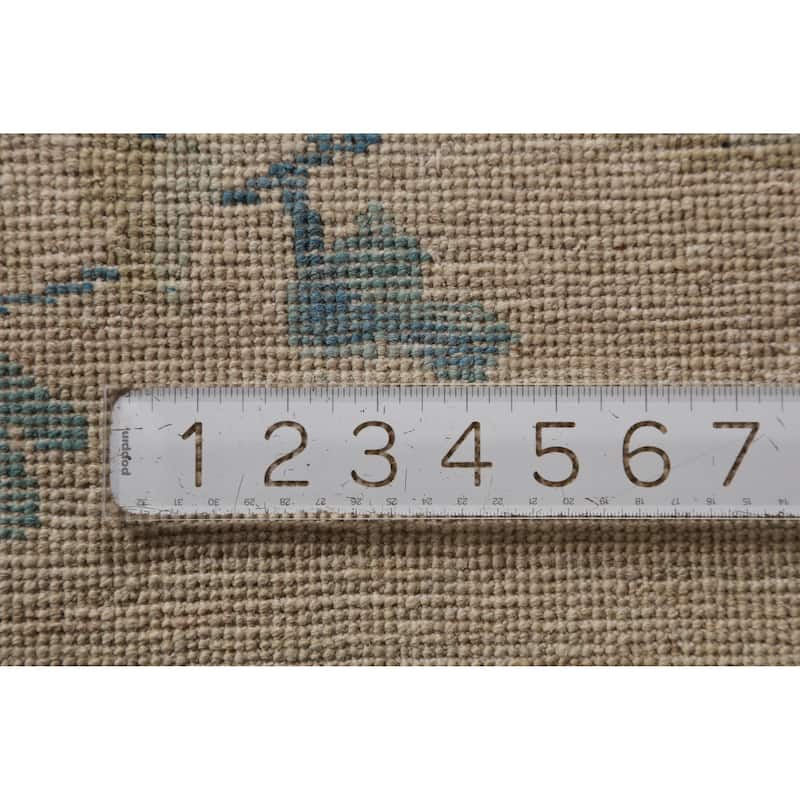 Hand Knotted Oriental 100% Wool Carpet Traditional Floral Beige & Ivories Art Deco Runner Rug - 10' 3'' X 2' 9''