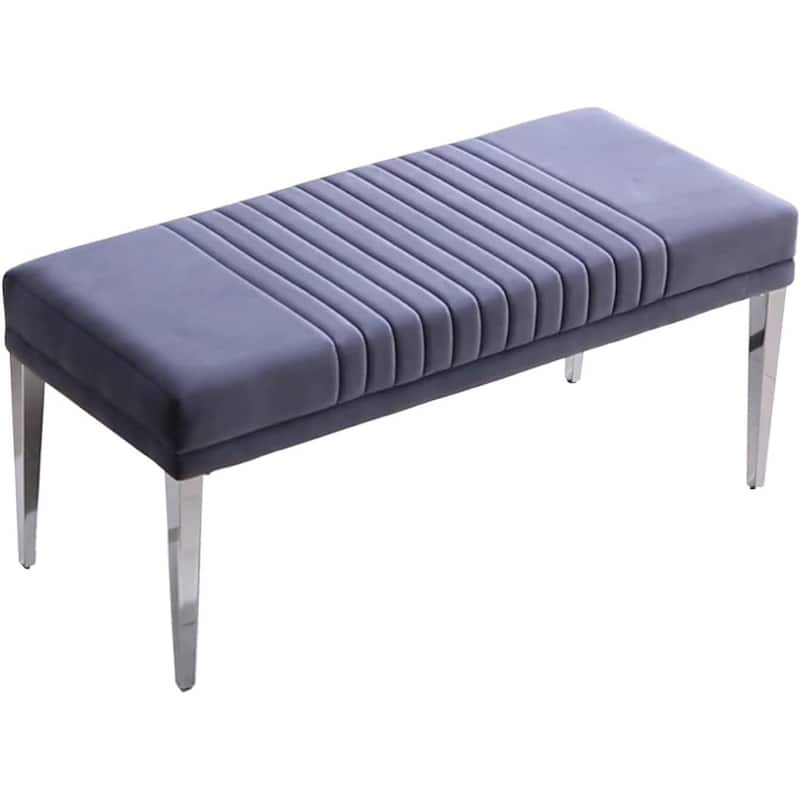 Modern Luxury Upholstered Bench Dining Room Channel Ottoman with Gold Stainless Steel Legs
