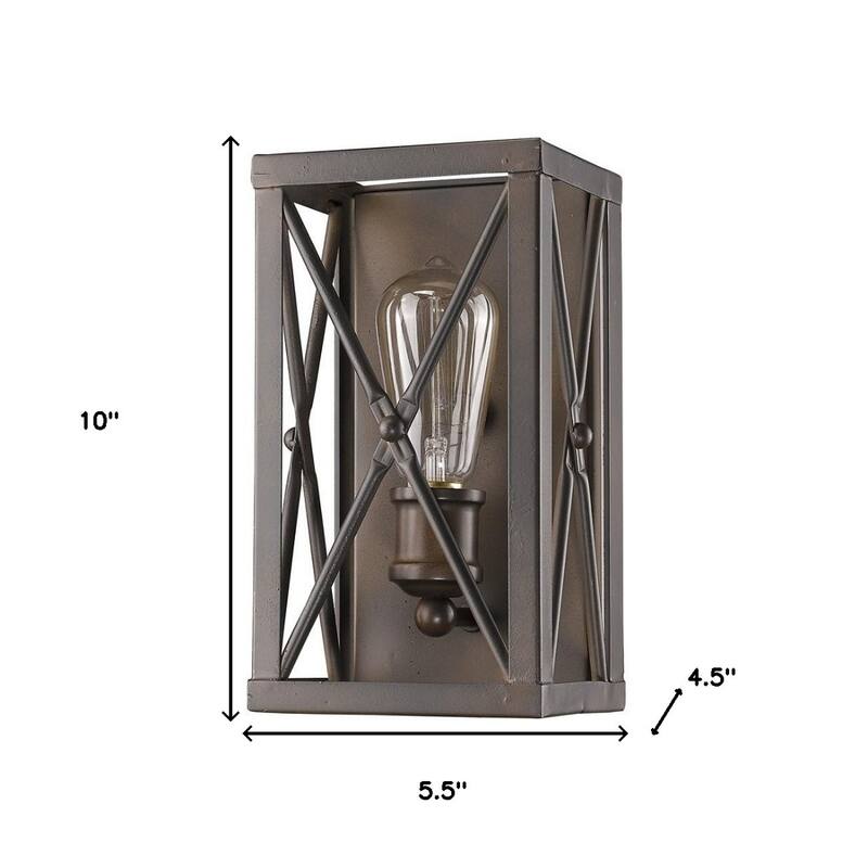 Steel Geometric Wall Sconce with Open Frame Dimmable, Hardwired - 4.5” x 5.5” x 10” (D x W x H)