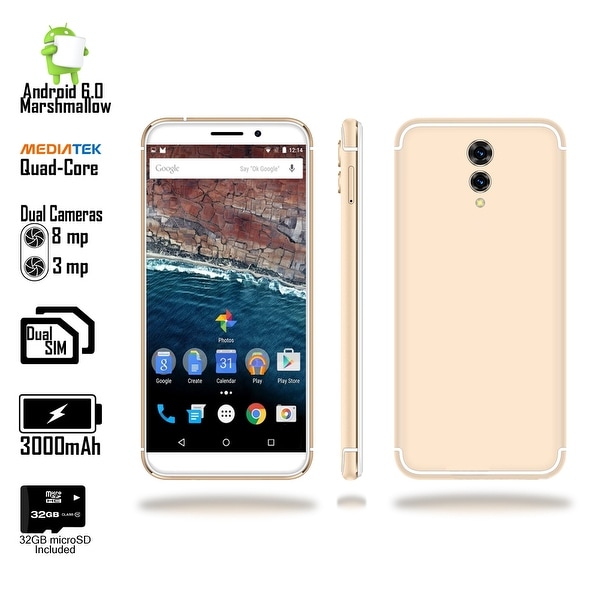 4G LTE Unlocked Android 6 DualSIM 5.6-inch SmartPhone by Indigi® [QuadCore @ 1.3GHz + 1GB RAM + 32gb microSD Included) - White