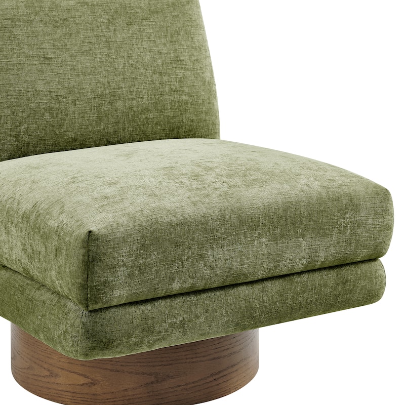 NPD Furniture Zenda Fabric Swivel Accent Chair with Wooden Base